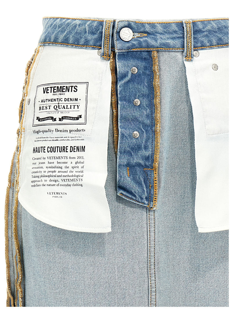 Vetements Blue Cotton Mini Skirt - Inside-Out Design