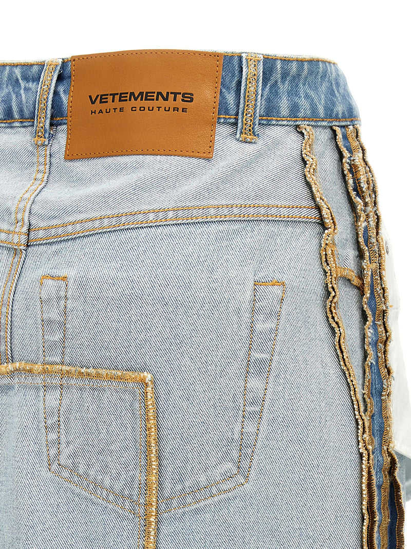 Vetements Blue Cotton Mini Skirt - Inside-Out Design