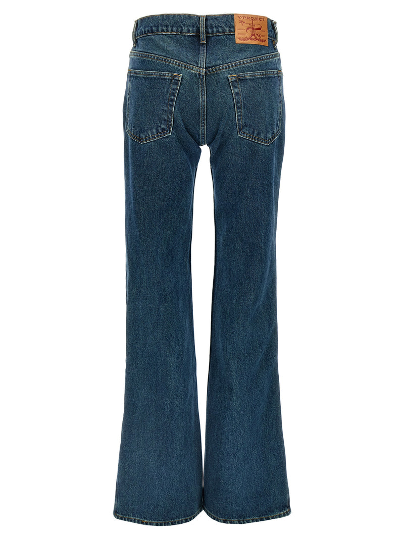 Y/PROJECT Blue Cotton Flared Jeans - Elevated Style