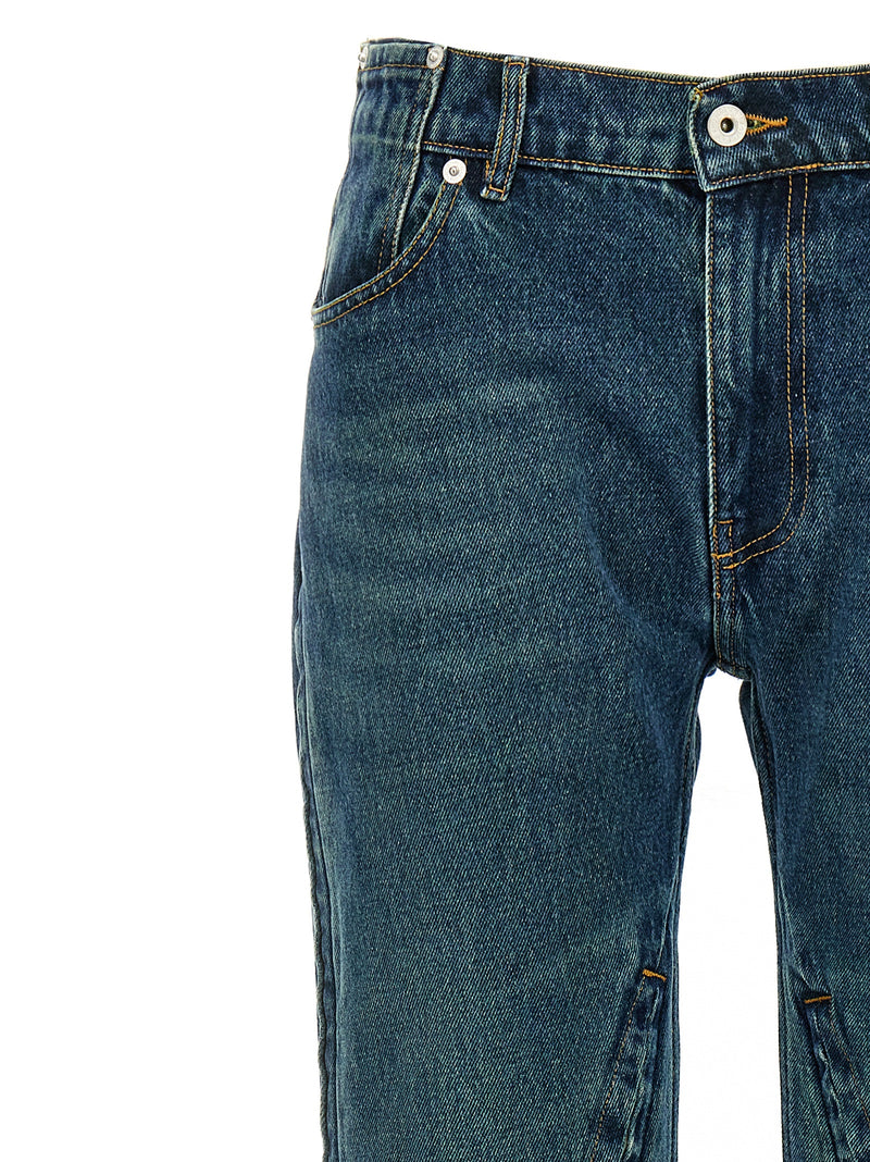 Y/PROJECT Blue Cotton Flared Jeans - Elevated Style