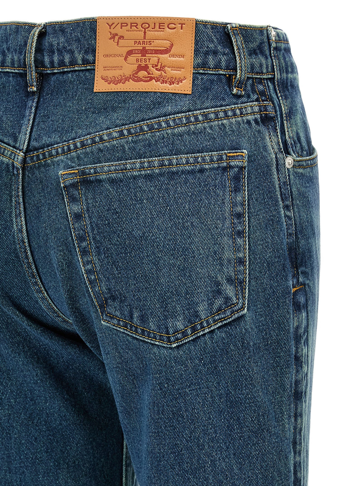 Y/PROJECT Blue Cotton Flared Jeans - Elevated Style