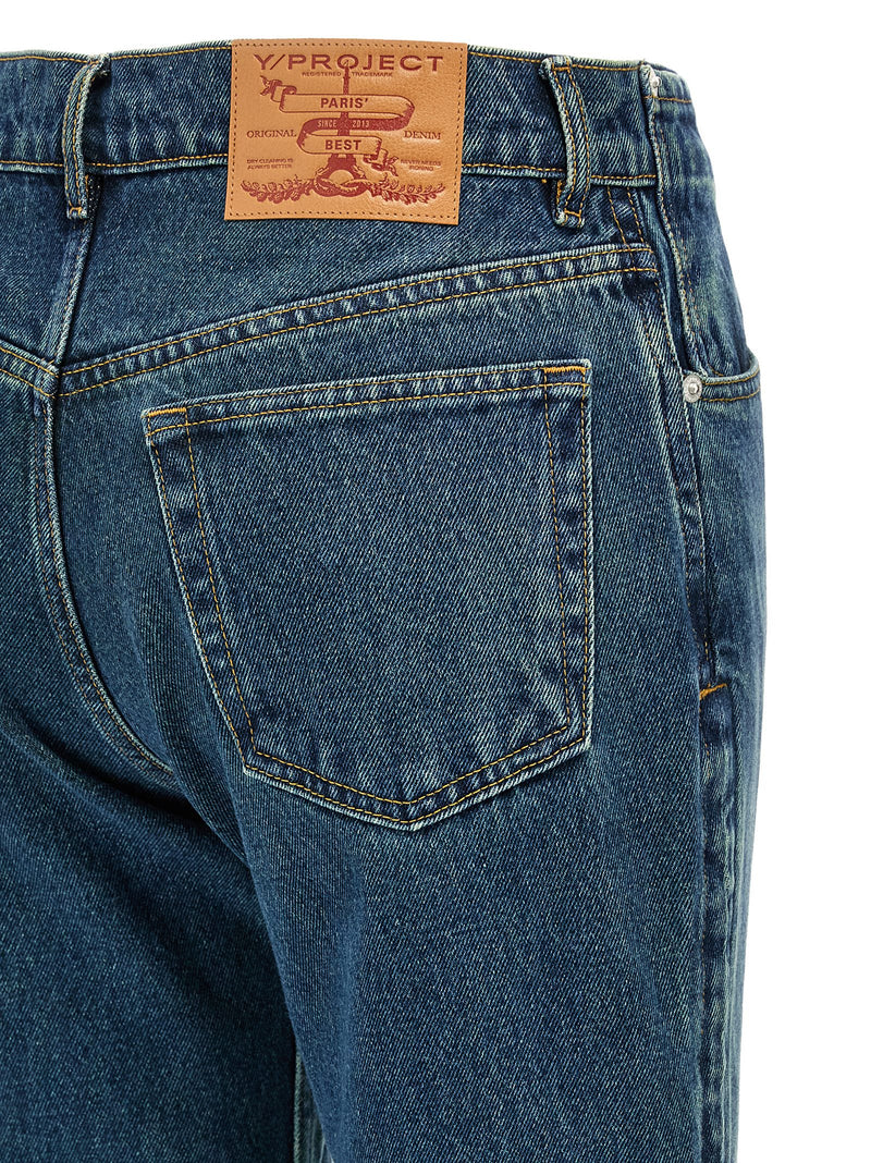 Y/PROJECT Blue Cotton Flared Jeans - Elevated Style