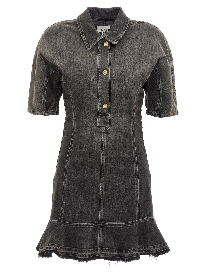 Ganni Black Cotton Short Dress - Chic and Stylish