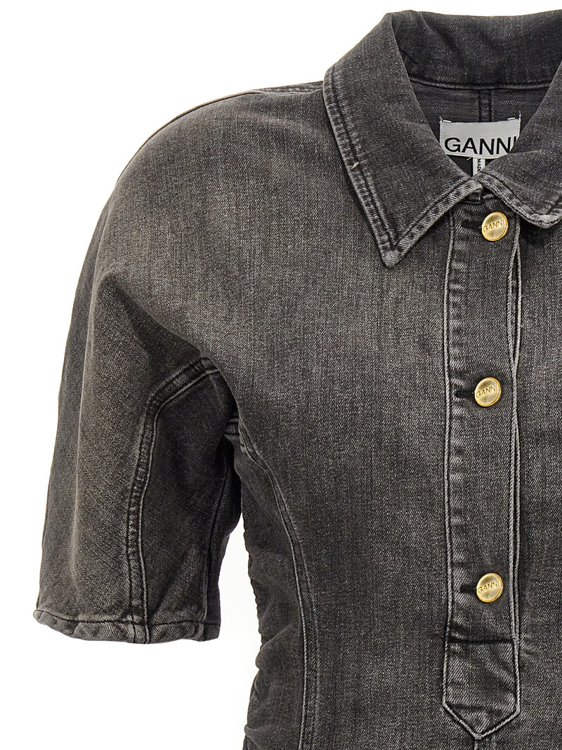 Ganni Black Cotton Short Dress - Chic and Stylish