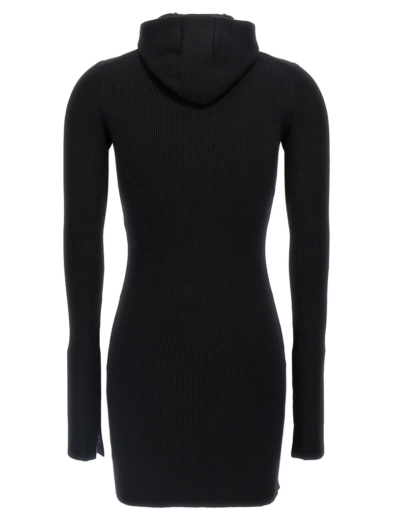Fendi Black Wool Short Dress - Elegant Ribbed Design