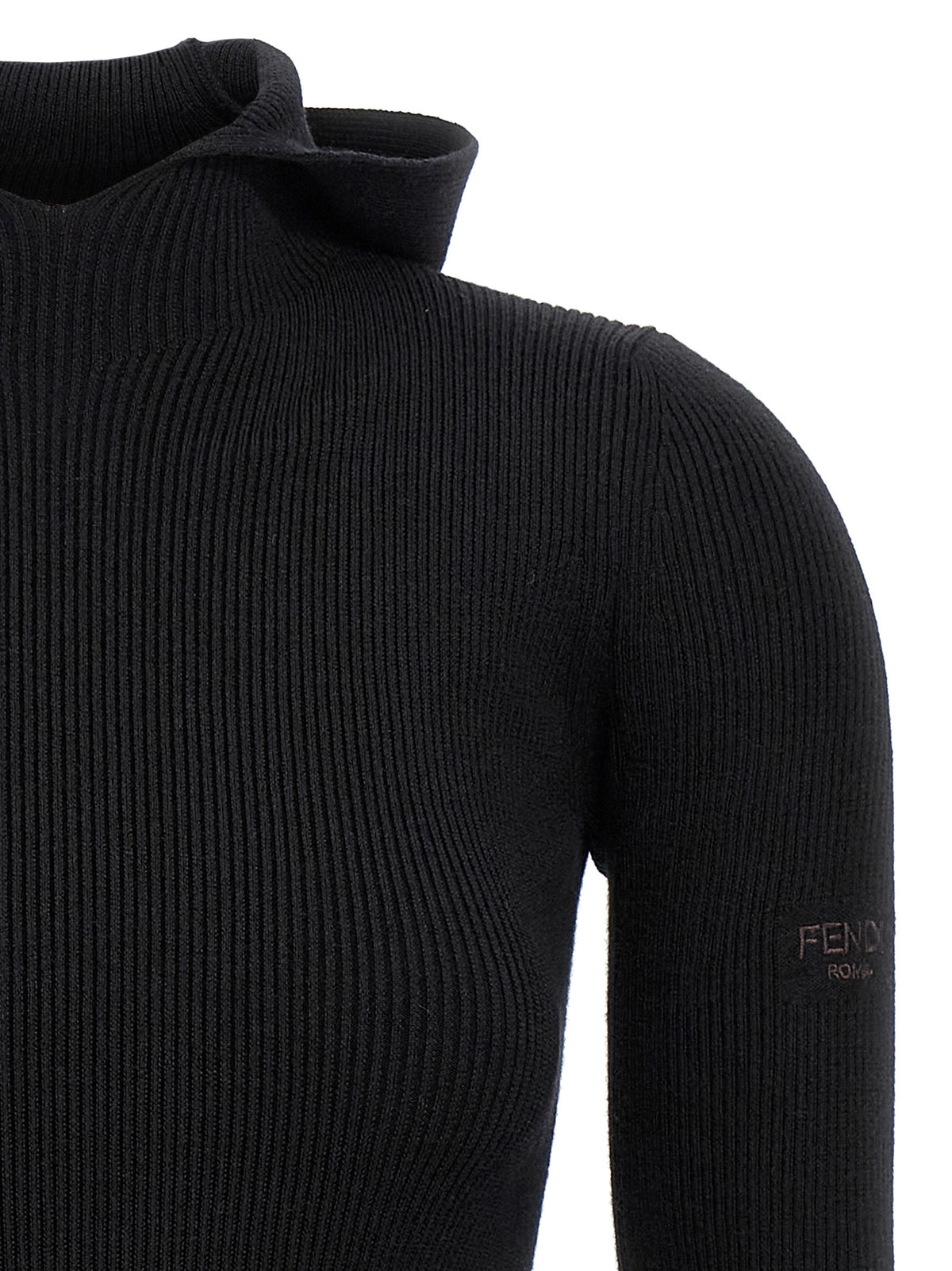 Fendi Black Wool Short Dress with Hood