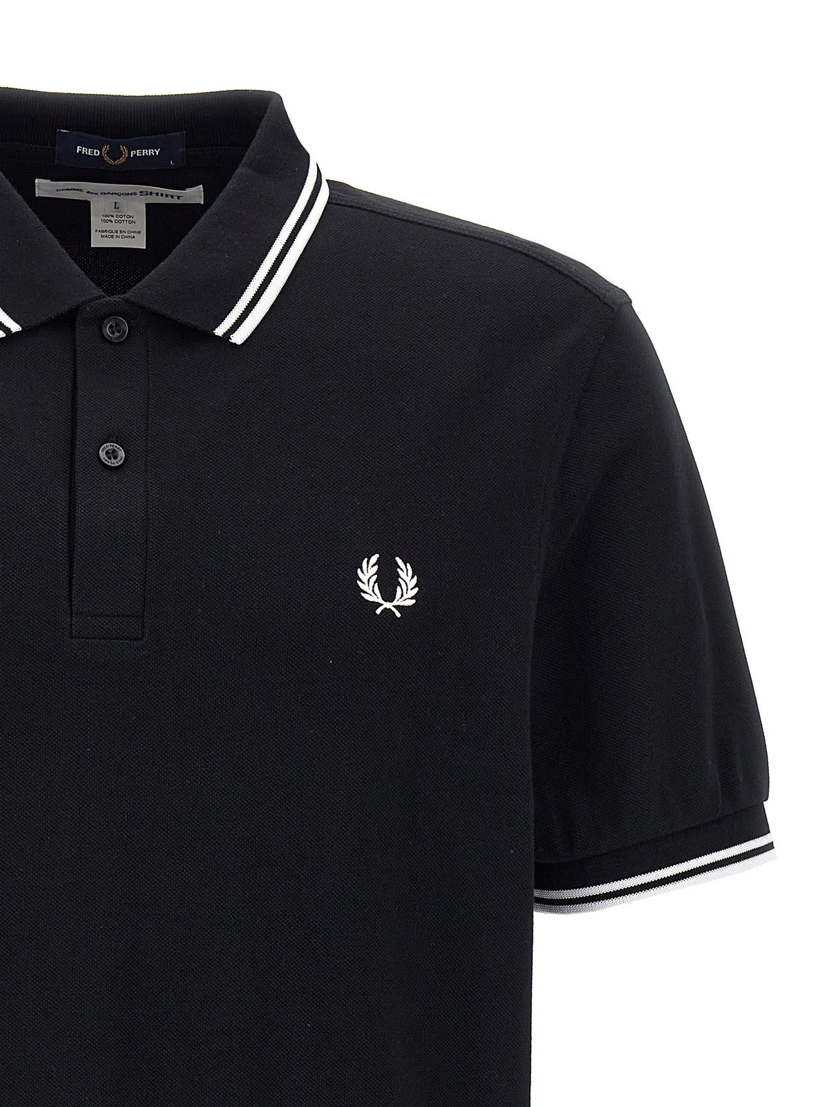 Comme Des Garçons Bicolor Cotton Polo Shirt - White/Black