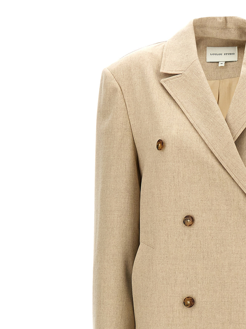 Loulou De Saison Zeno Beige Virgin Wool Coat