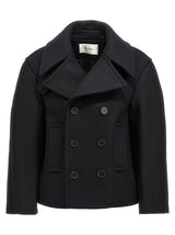 Saint Laurent Black Virgin Wool Coat - Oversized Double-Breasted
