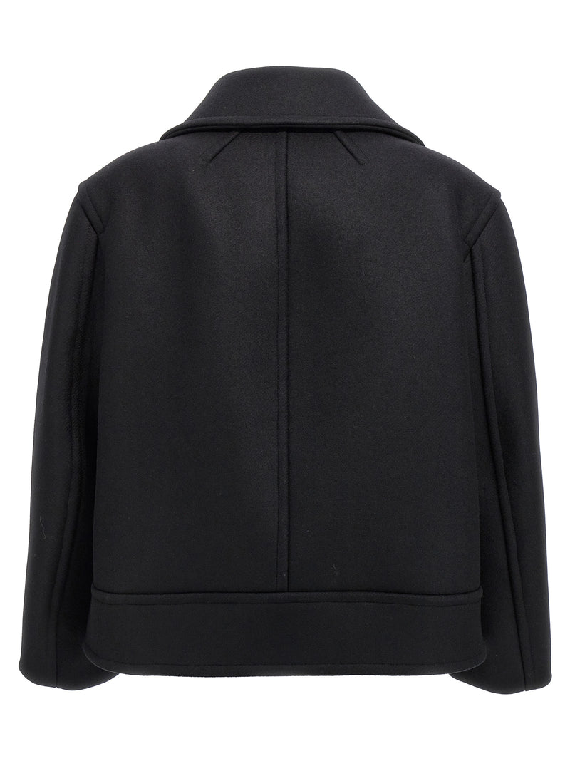 Saint Laurent Black Virgin Wool Coat - Oversized Double-Breasted