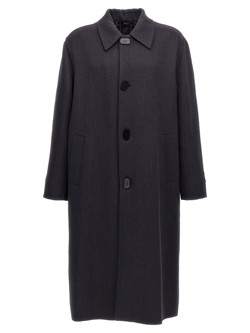 Fendi Blue Virgin Wool Coat for Men