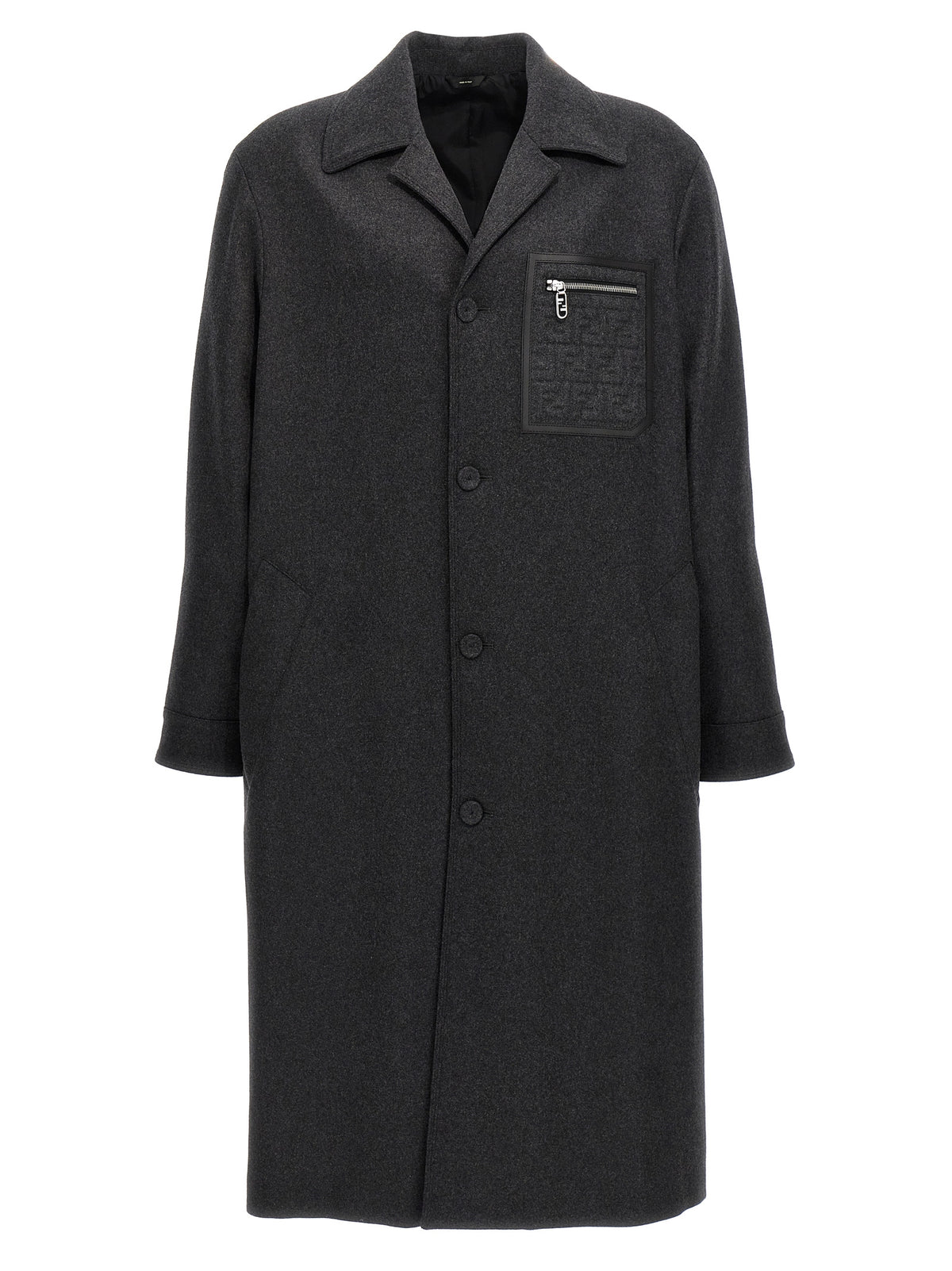 Fendi Gray Cashmere Coat - Luxury Single-Breasted Design
