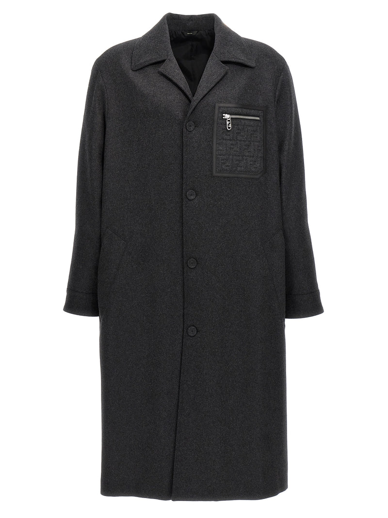 Fendi Gray Cashmere Coat - Luxury Single-Breasted Design