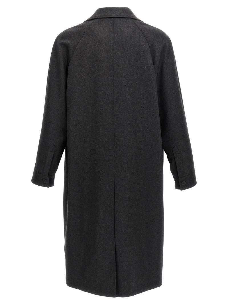 Fendi Gray Cashmere Coat - Luxury Single-Breasted Design