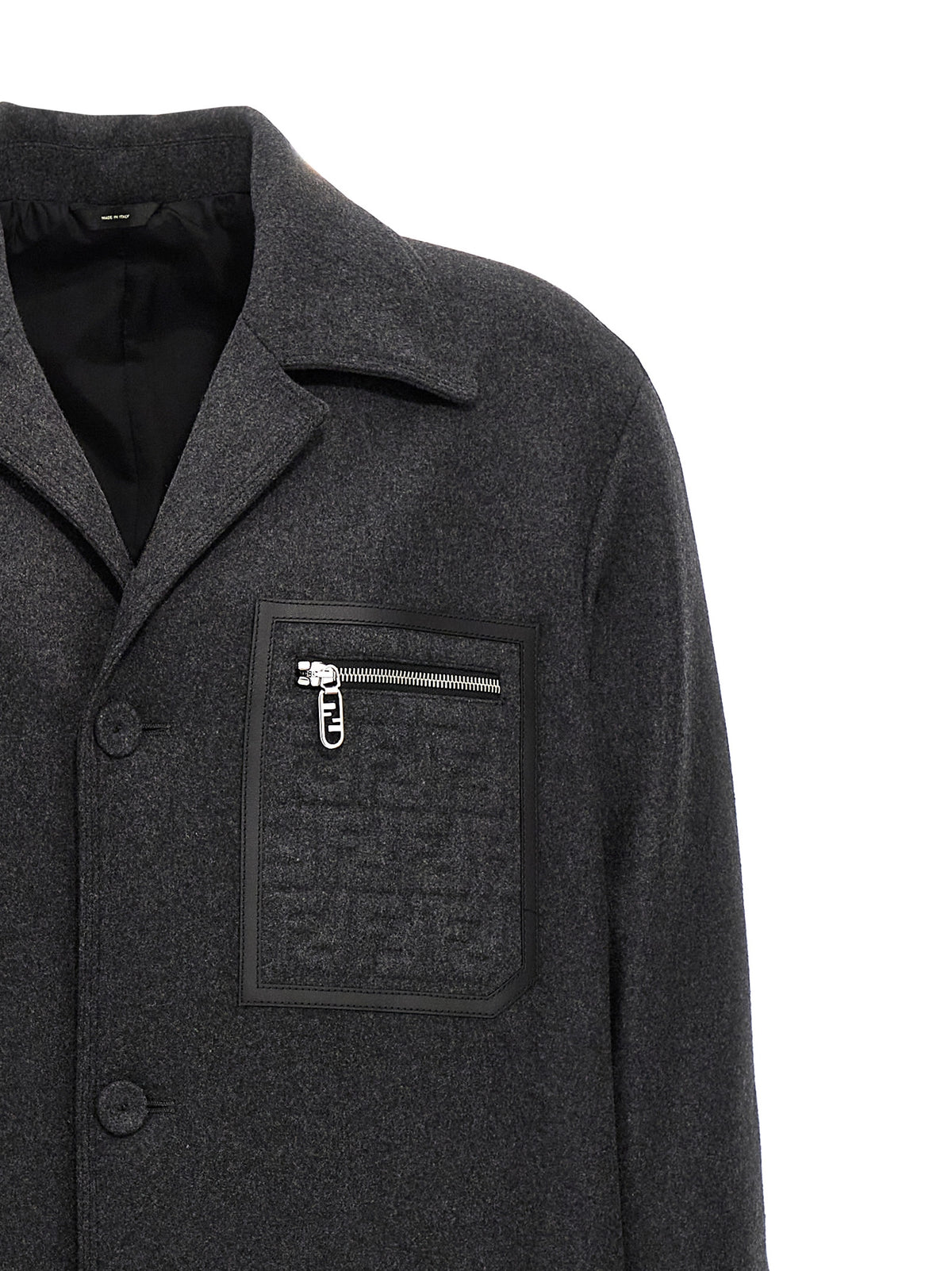 Fendi Gray Cashmere Coat - Luxury Single-Breasted Design