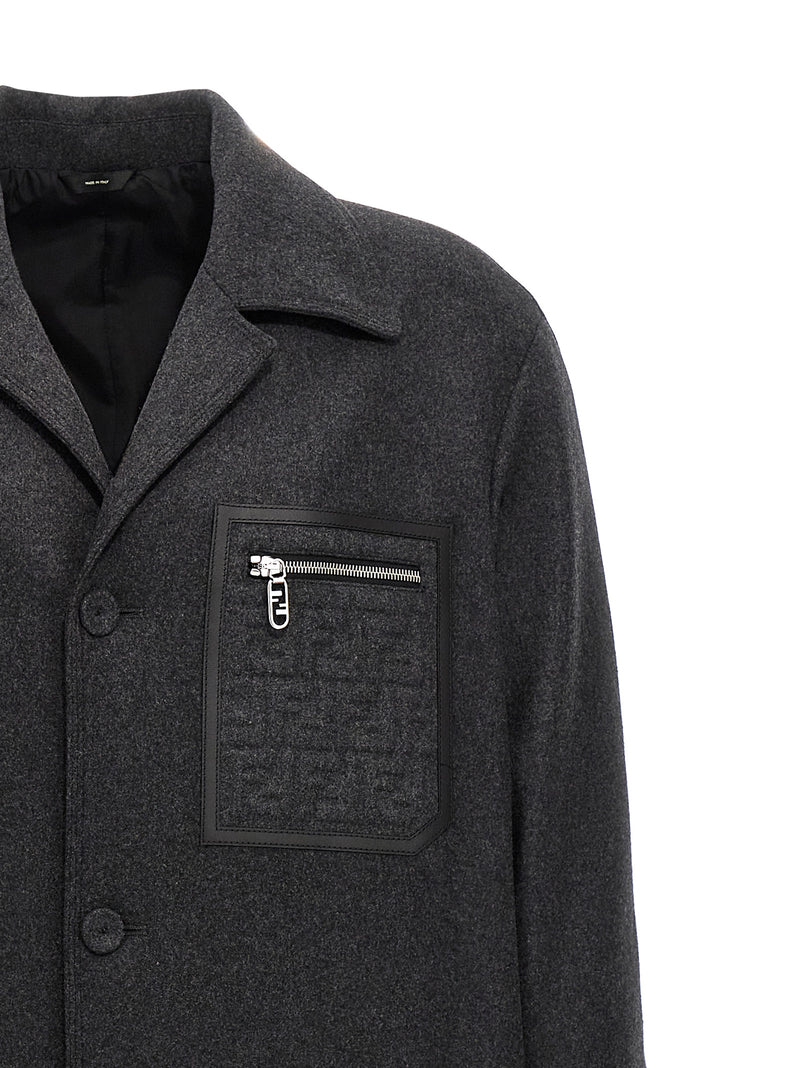 Fendi Gray Cashmere Coat - Luxury Single-Breasted Design