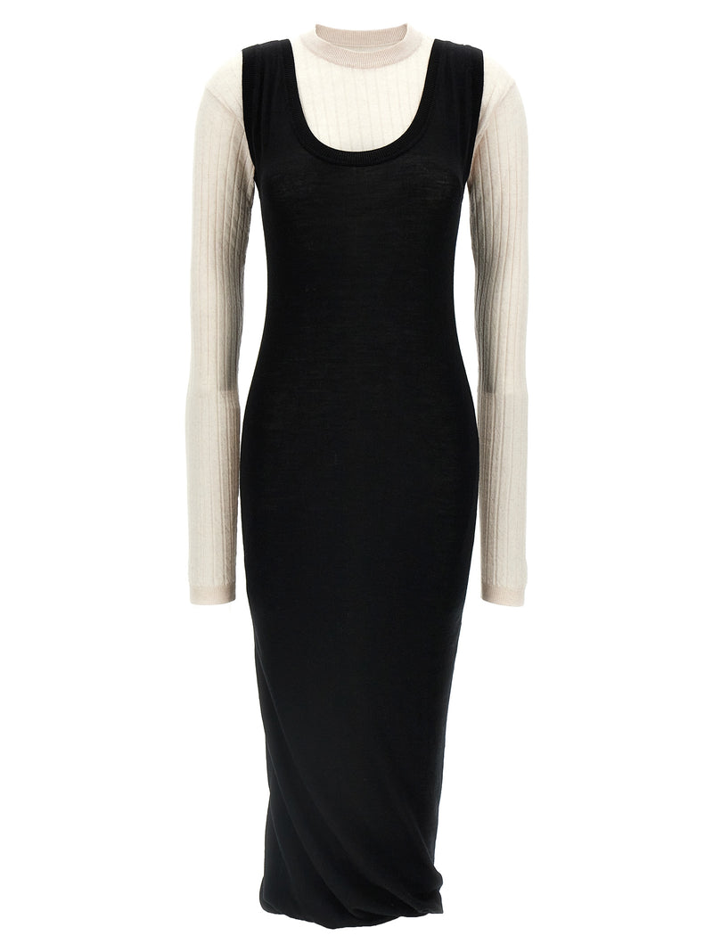 Marni Bicolor Wool Midi Dress - White/Black