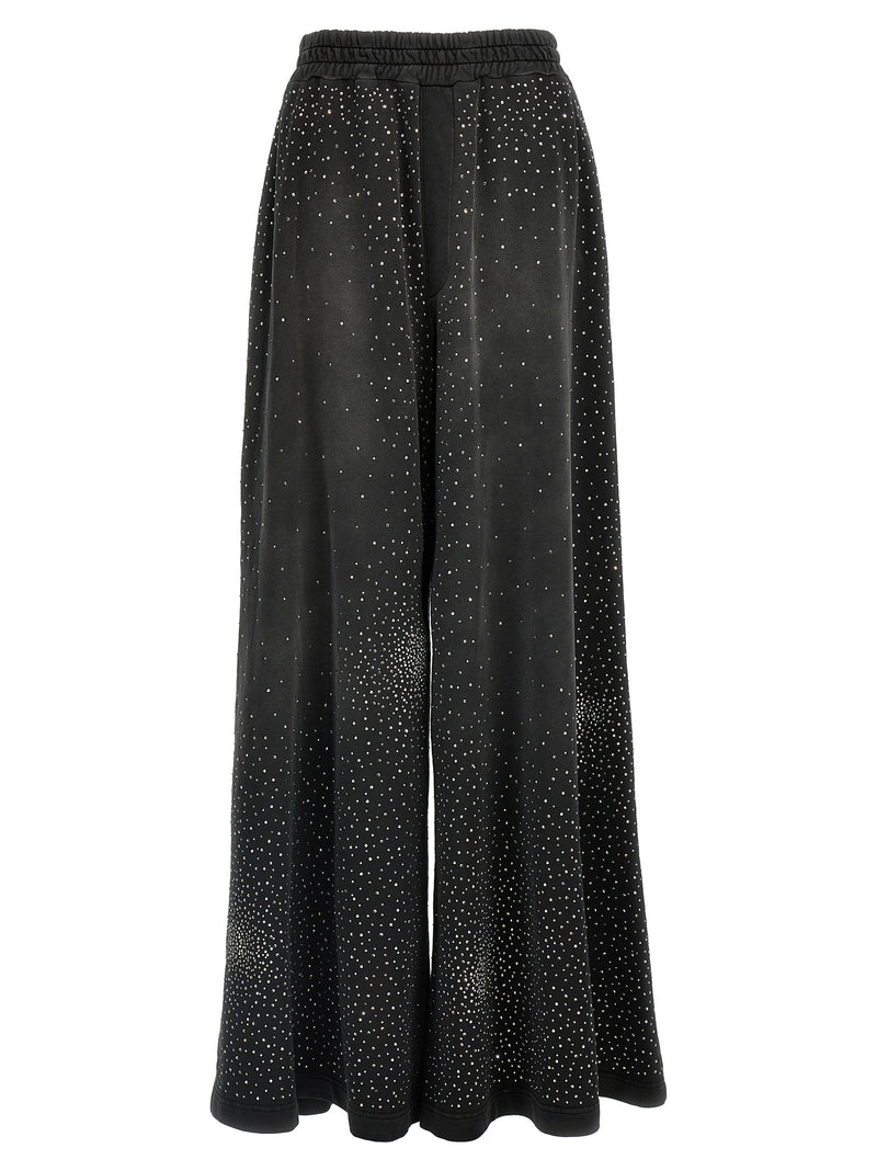 Giuseppe Di Morabito Black Cotton Joggers with Rhinestone Detail