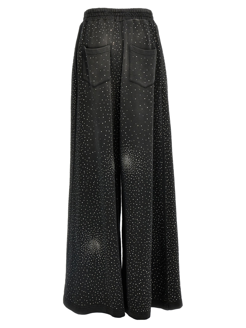 Giuseppe Di Morabito Black Cotton Joggers with Rhinestone Detail
