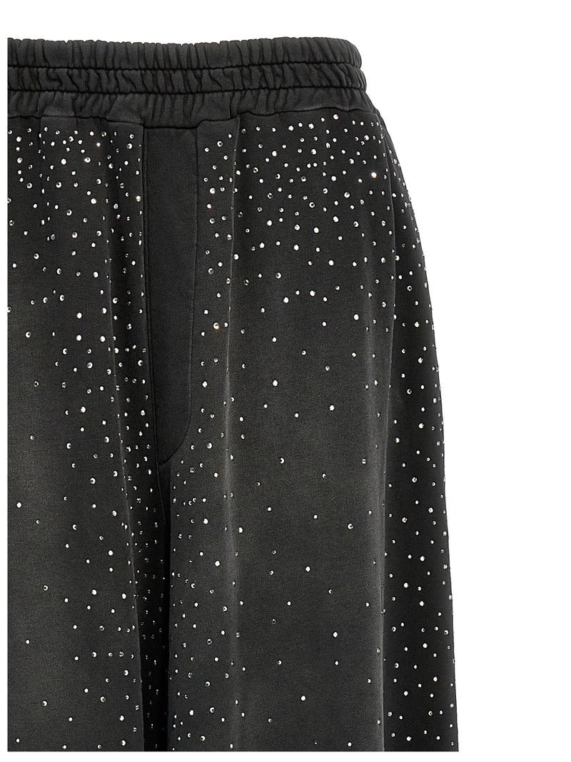 Giuseppe Di Morabito Black Cotton Joggers with Rhinestone Detail