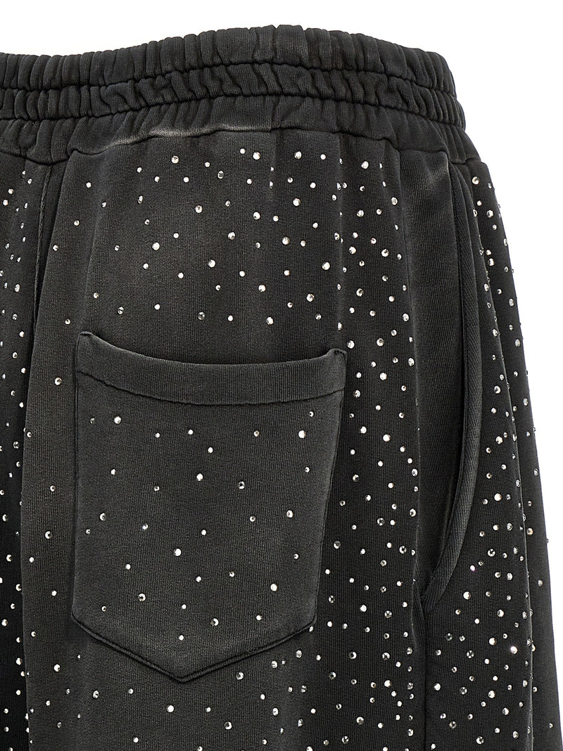 Giuseppe Di Morabito Black Cotton Joggers with Rhinestone Detail