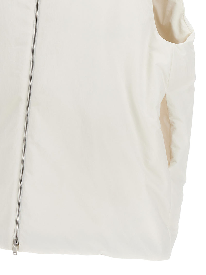 Jil Sander White Polyester Sleeveless Jacket - Bold Design