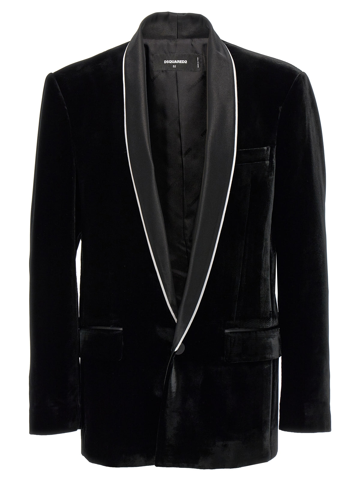 Dsquared² Black Viscose Blazer - Elegant Tuxedo Style