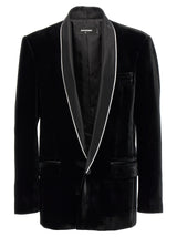 Dsquared² Black Viscose Blazer - Elegant Tuxedo Style