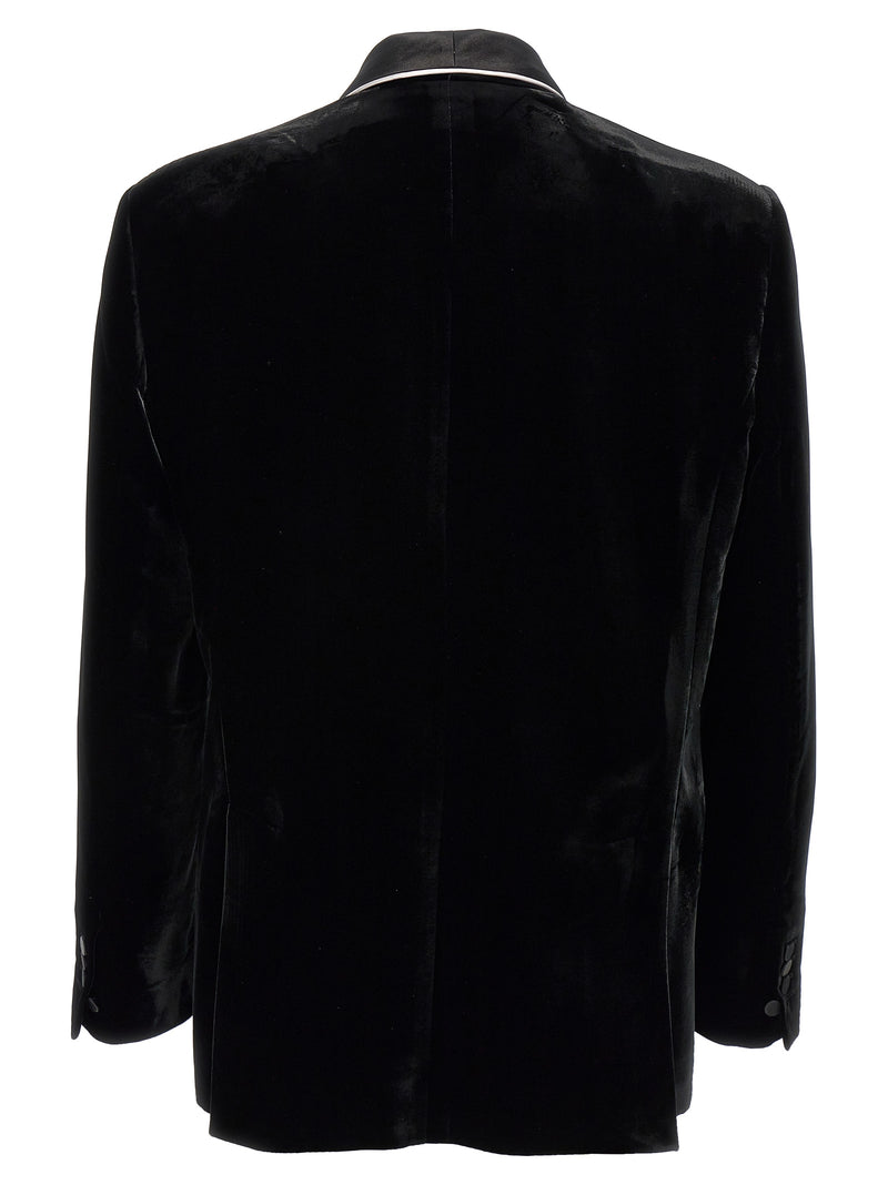 Dsquared² Black Viscose Blazer - Velvet Tuxedo Style