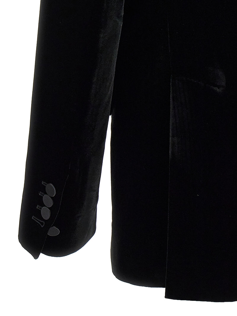 Dsquared² Black Viscose Blazer - Velvet Tuxedo Style