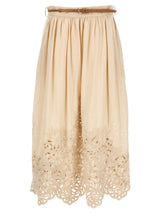 Zimmermann Beige Linen Midi Skirt