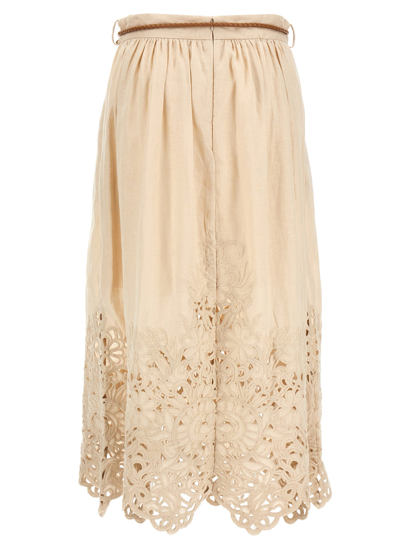 Jupe mi-longue en lin beige Zimmermann