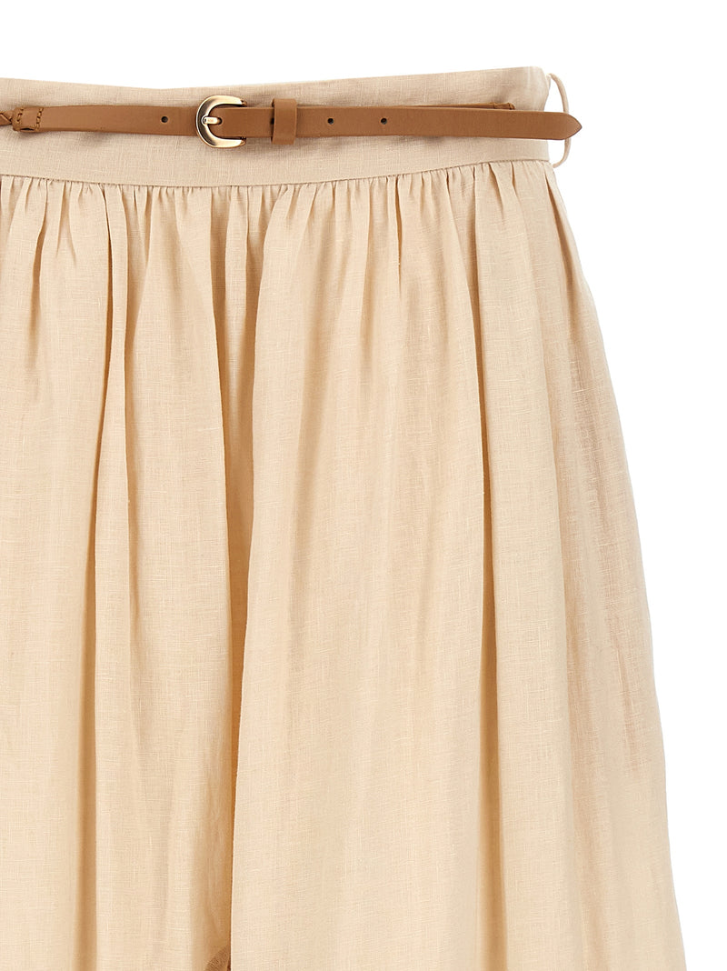 Jupe mi-longue en lin beige Zimmermann
