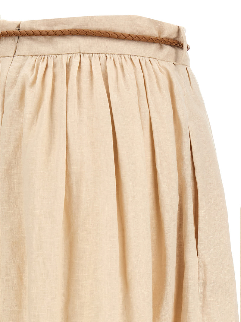Jupe mi-longue en lin beige Zimmermann