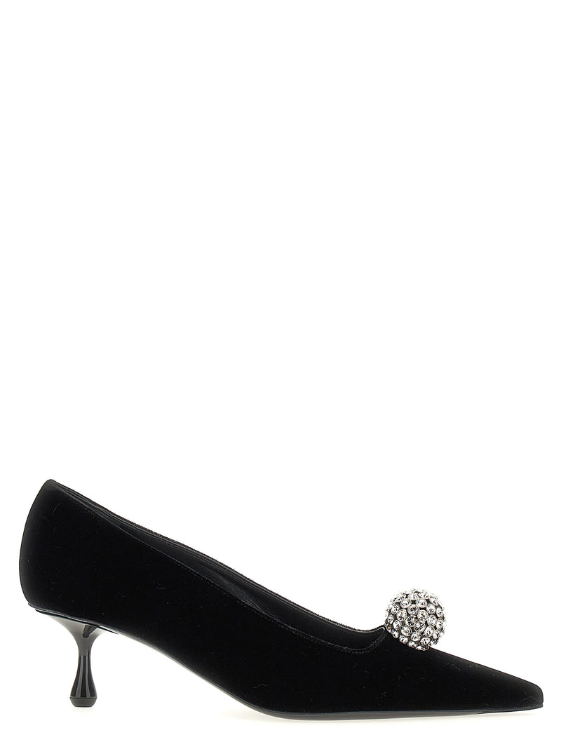 Jimmy Choo ORB Pump 50 Black Textile Mid Heel Pumps