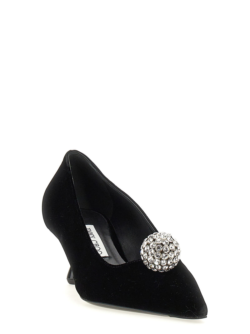 Jimmy Choo ORB Pump 50 Black Textile Mid Heel Pumps