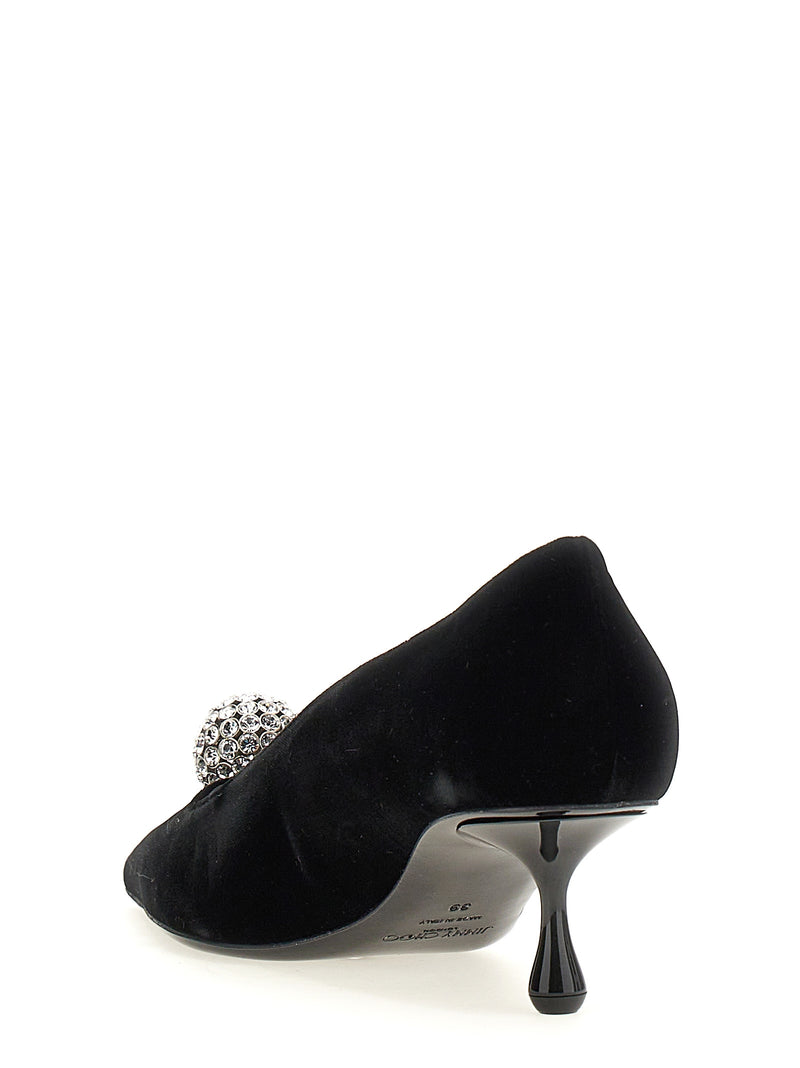 Jimmy Choo ORB Pump 50 Black Textile Mid Heel Pumps