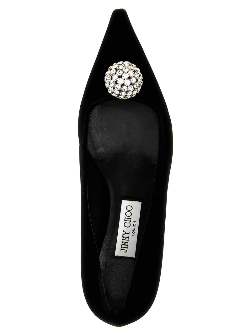 Jimmy Choo ORB Pump 50 Black Textile Mid Heel Pumps
