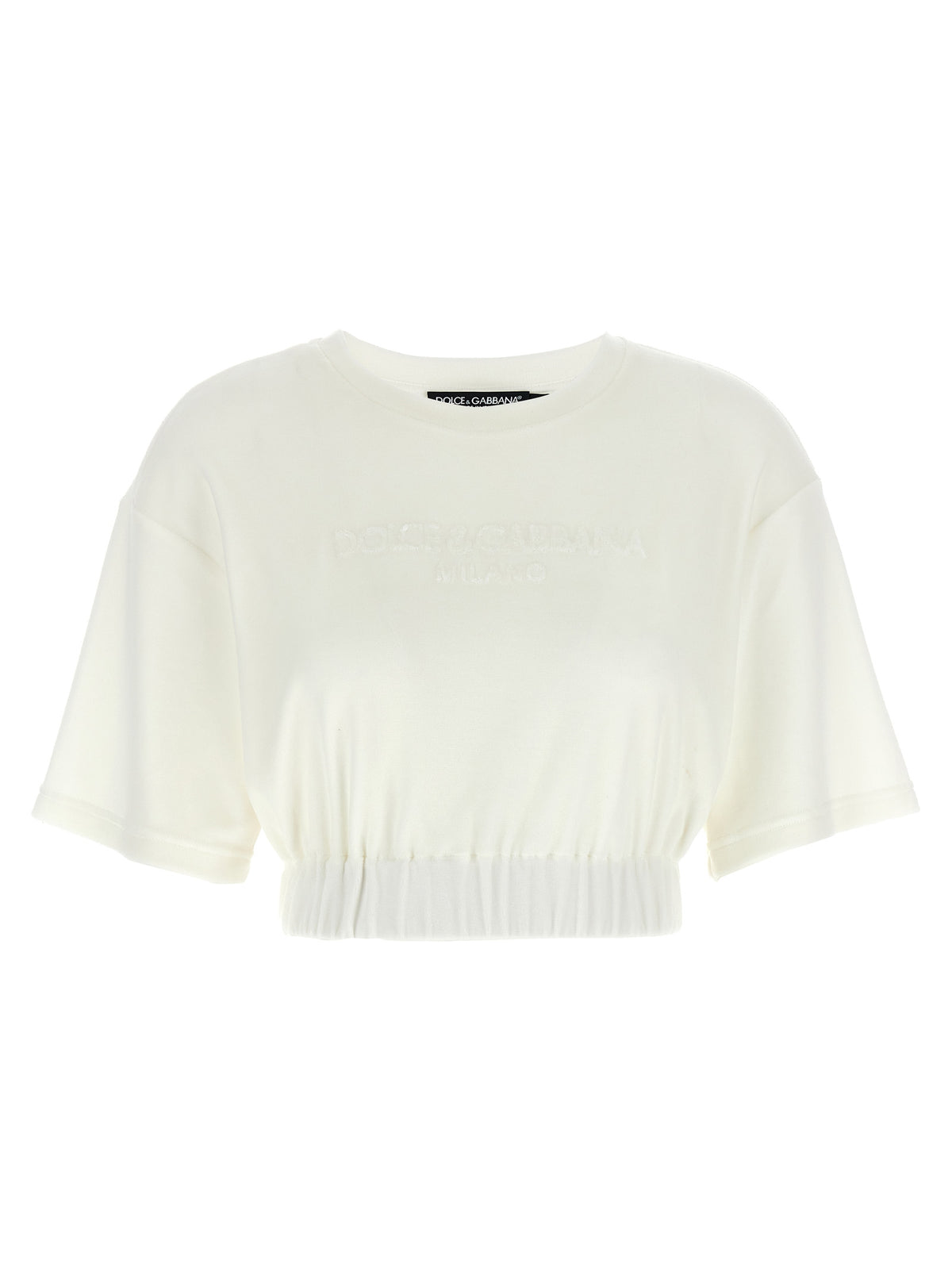 Dolce & Gabbana White Cotton T-Shirt with Embossed Logo