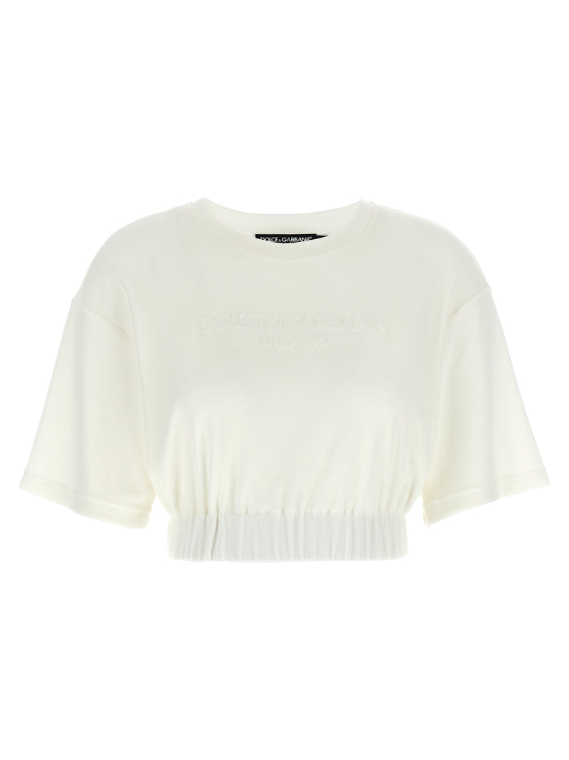Dolce & Gabbana White Cotton T-Shirt with Embossed Logo