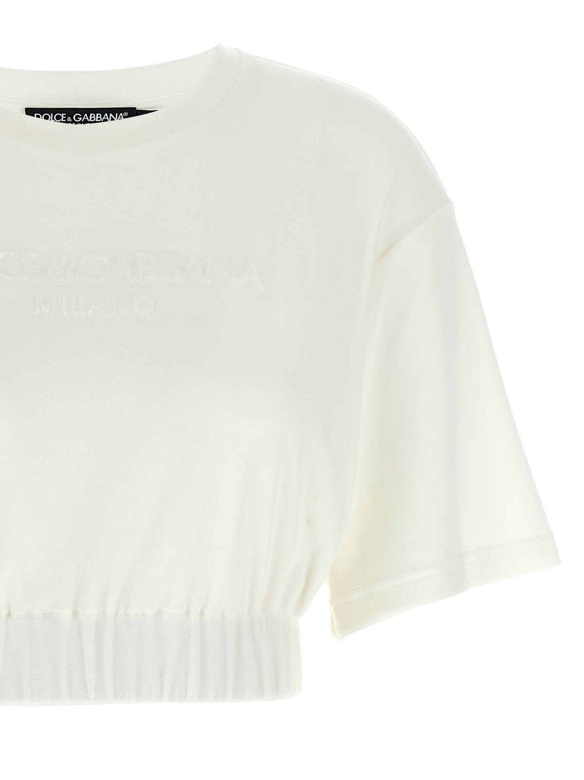 Dolce & Gabbana White Cotton T-Shirt with Embossed Logo