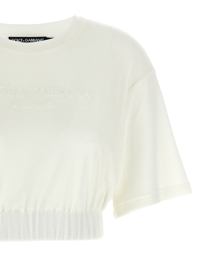 Dolce & Gabbana White Cotton T-Shirt with Embossed Logo