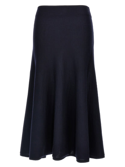 Khaite Blue Wool Midi Skirt
