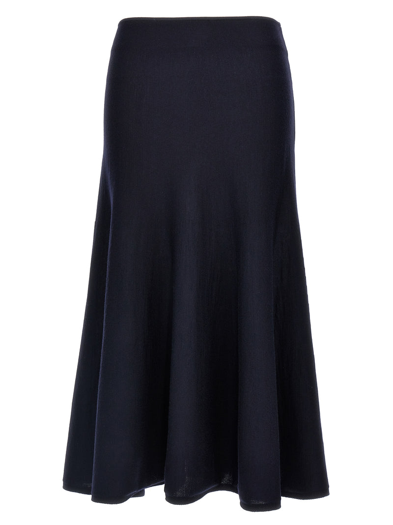 Khaite Mayu Blue Wool Midi Skirt for Women