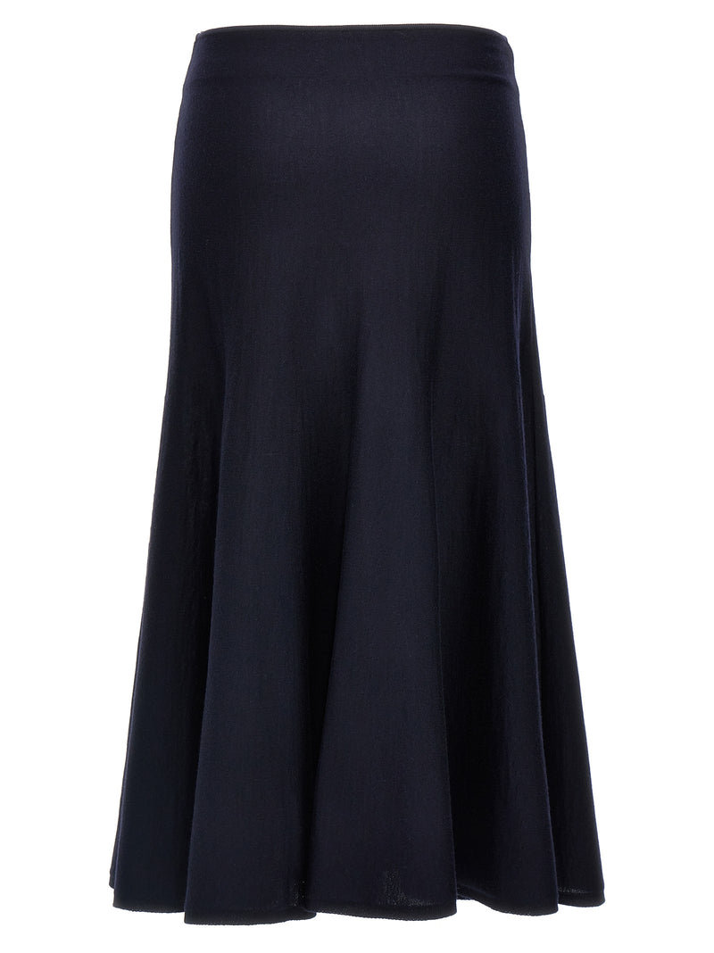 Khaite Mayu Blue Wool Midi Skirt for Women