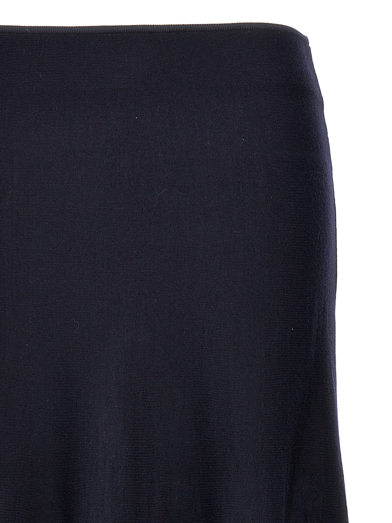 Khaite Mayu Blue Wool Midi Skirt for Women