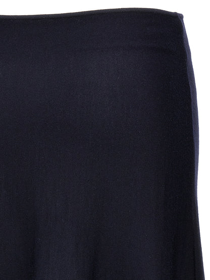 Khaite Blue Wool Midi Skirt