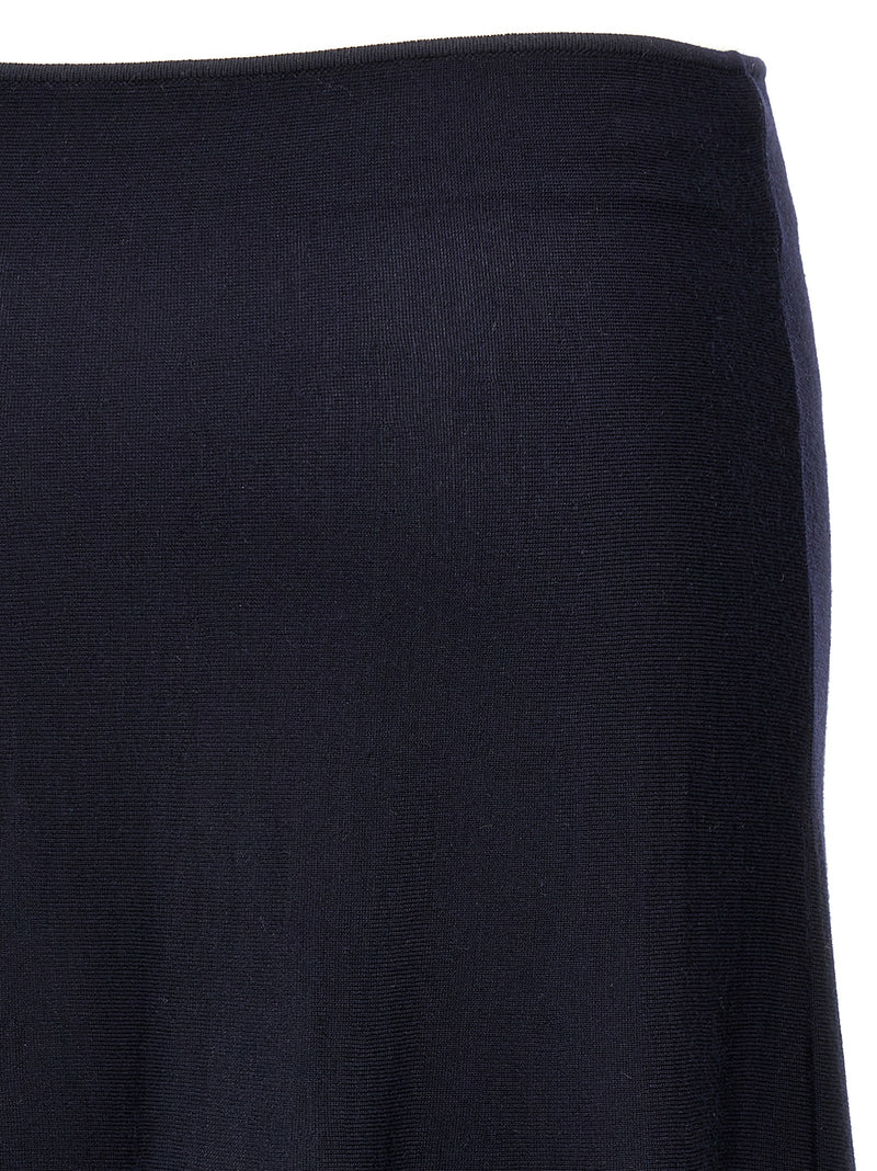 Khaite Mayu Blue Wool Midi Skirt for Women