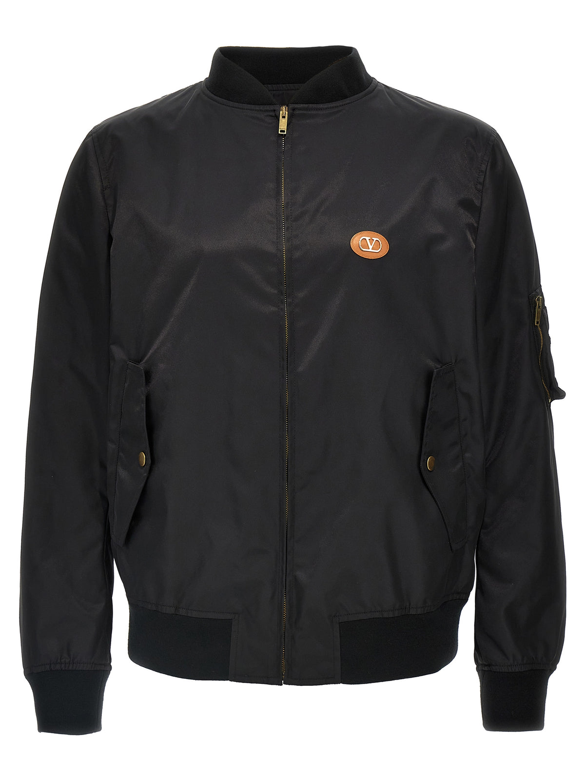 Valentino Garavani Black Polyamide Bomber Jacket for Men