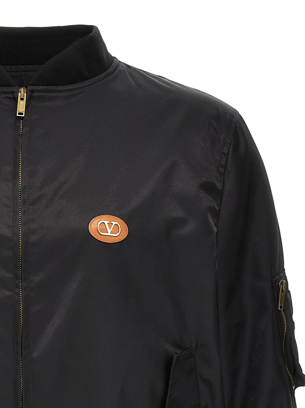 Valentino Garavani Black Polyamide Bomber Jacket for Men